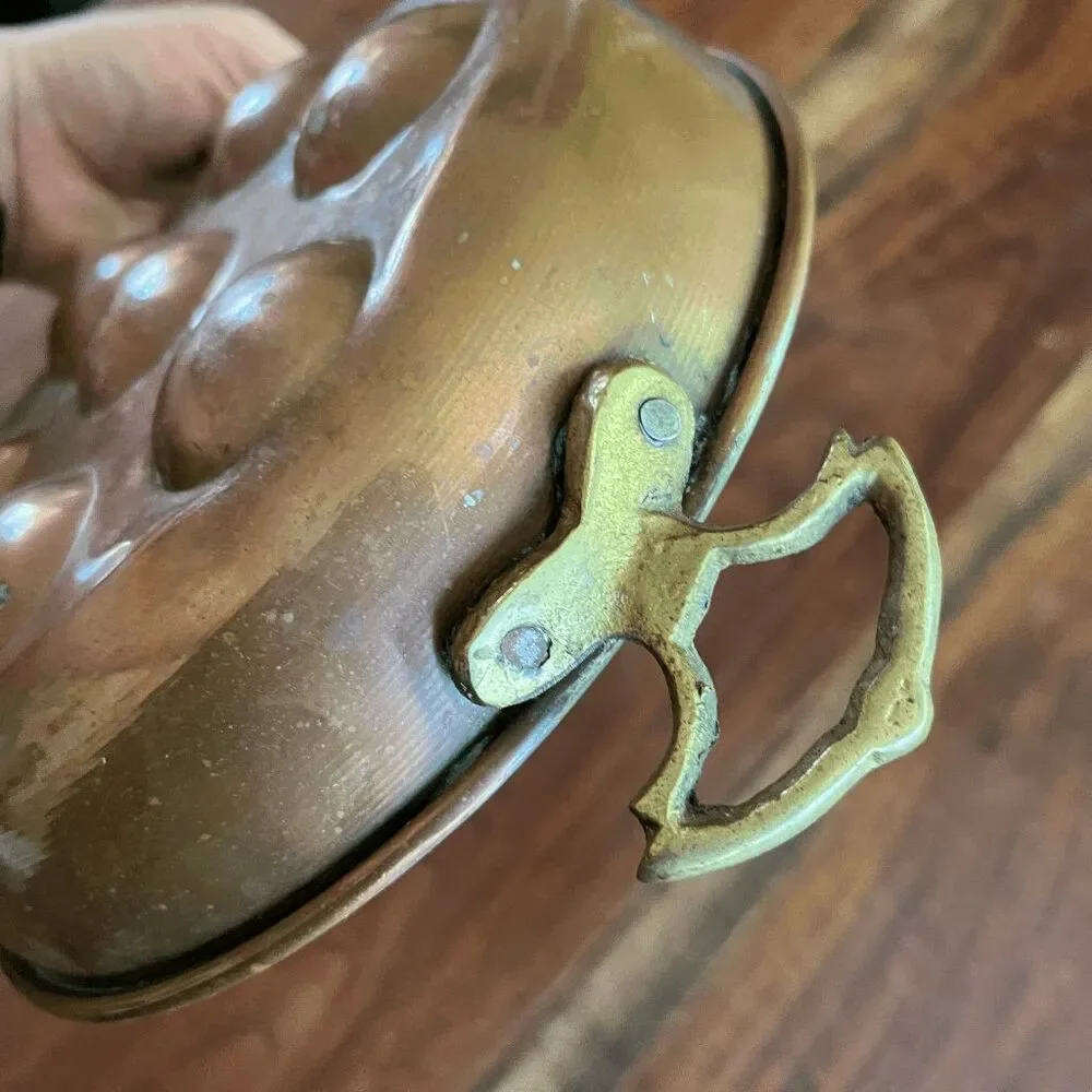 French Country Copper Escargot Pan VTG Rustic Cottage Decor Egg